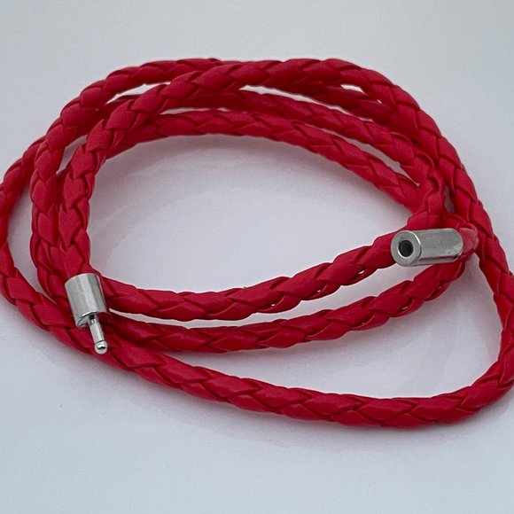 Bracelet Vegan Red Faux Leather Wristband Wrap Ban - Picture 8 of 9